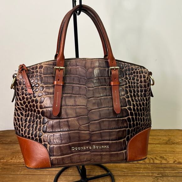 Dooney and Bourke Croco Fino Domed satchel bag - Picture 1 of 7